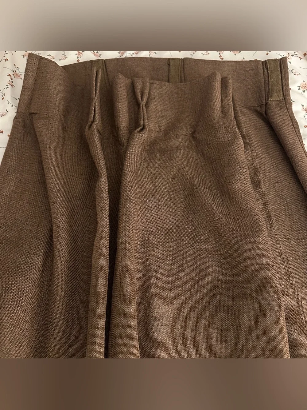 Brown Pinch Pleated Linen Curtains Semi Sheer Memory Trained 42”x102” 3 sets New